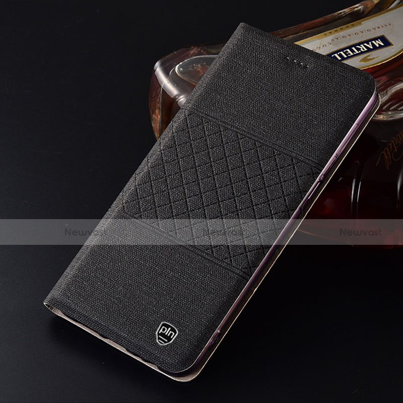 Cloth Case Stands Flip Cover H14P for Motorola Moto G62 5G Black