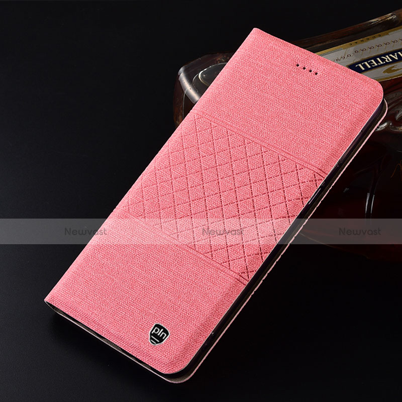 Cloth Case Stands Flip Cover H14P for Motorola Moto G62 5G Pink