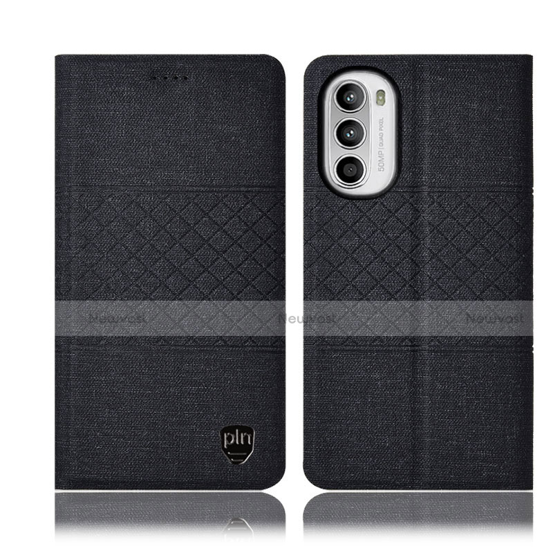 Cloth Case Stands Flip Cover H14P for Motorola Moto G71s 5G Black