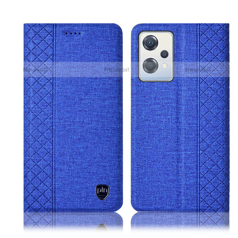 Cloth Case Stands Flip Cover H14P for OnePlus Nord CE 2 Lite 5G Blue