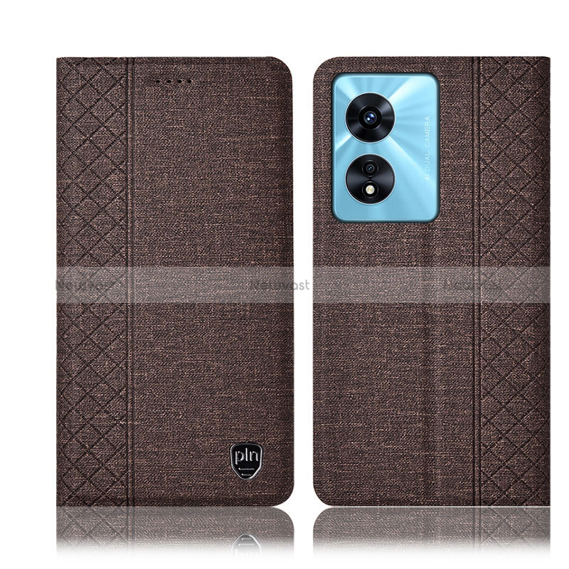 Cloth Case Stands Flip Cover H14P for Oppo A1 Pro 5G Brown