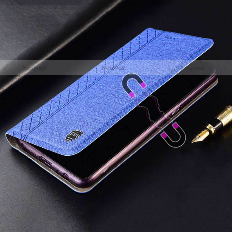 Cloth Case Stands Flip Cover H14P for Oppo A55S 5G