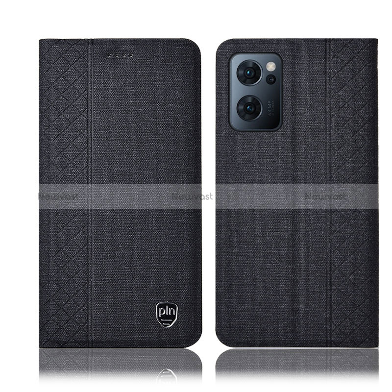 Cloth Case Stands Flip Cover H14P for Oppo Find X5 Lite 5G Black