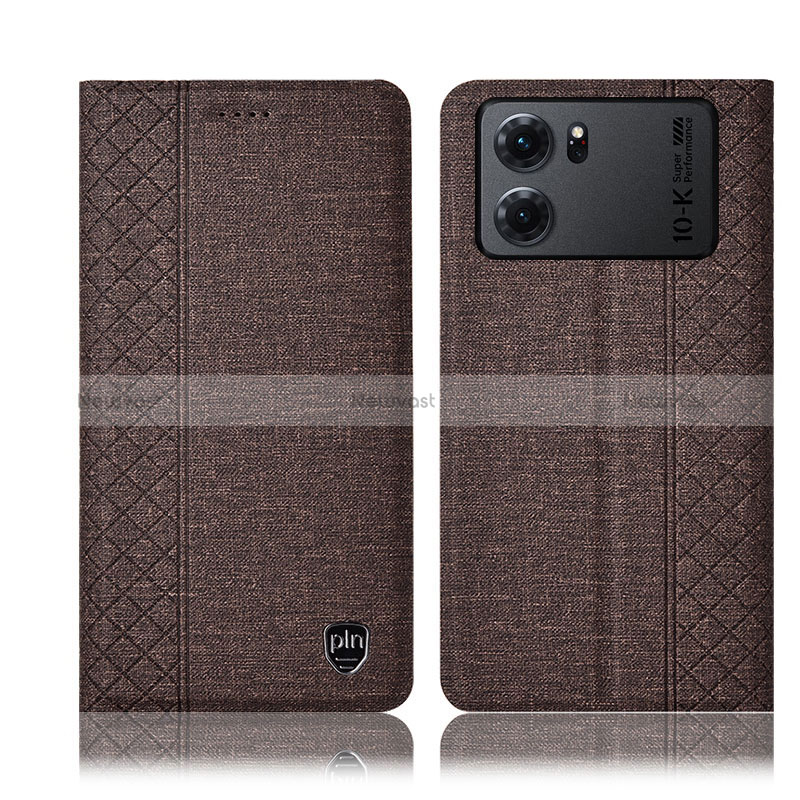 Cloth Case Stands Flip Cover H14P for Oppo K10 5G Brown