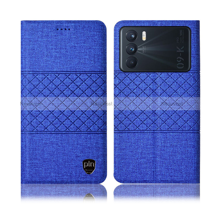 Cloth Case Stands Flip Cover H14P for Oppo K9 Pro 5G Blue