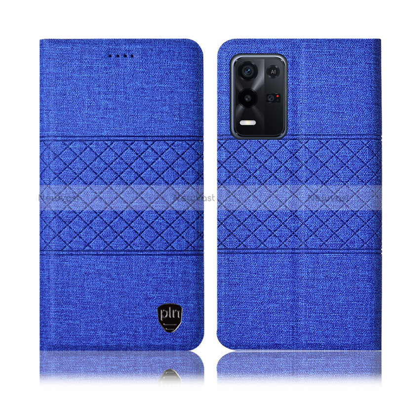 Cloth Case Stands Flip Cover H14P for Oppo K9X 5G Blue