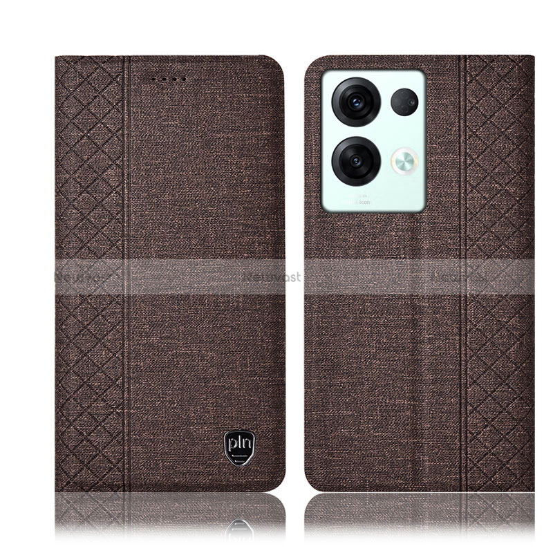 Cloth Case Stands Flip Cover H14P for Oppo Reno8 Pro 5G Brown