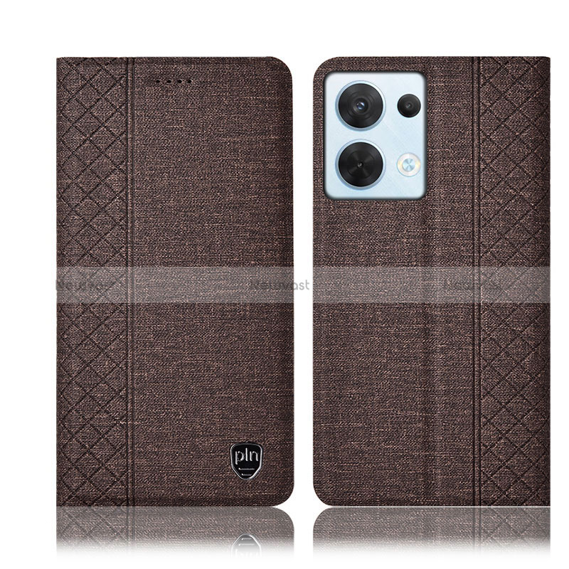 Cloth Case Stands Flip Cover H14P for Oppo Reno9 5G Brown