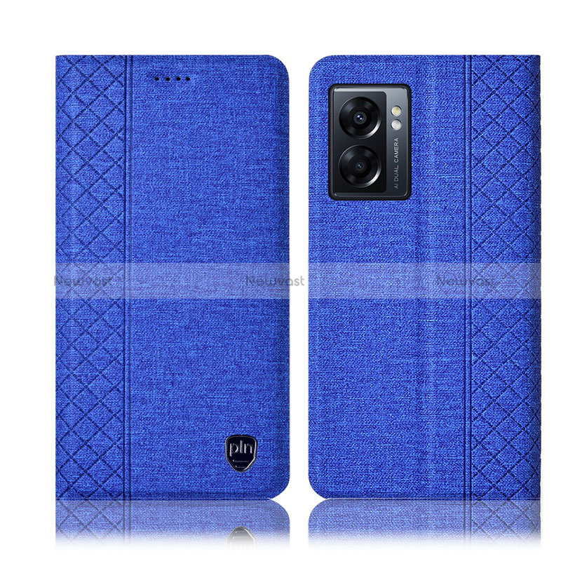 Cloth Case Stands Flip Cover H14P for Realme Narzo 50 5G Blue