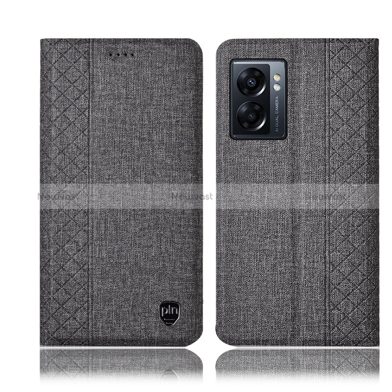 Cloth Case Stands Flip Cover H14P for Realme V23i 5G Gray