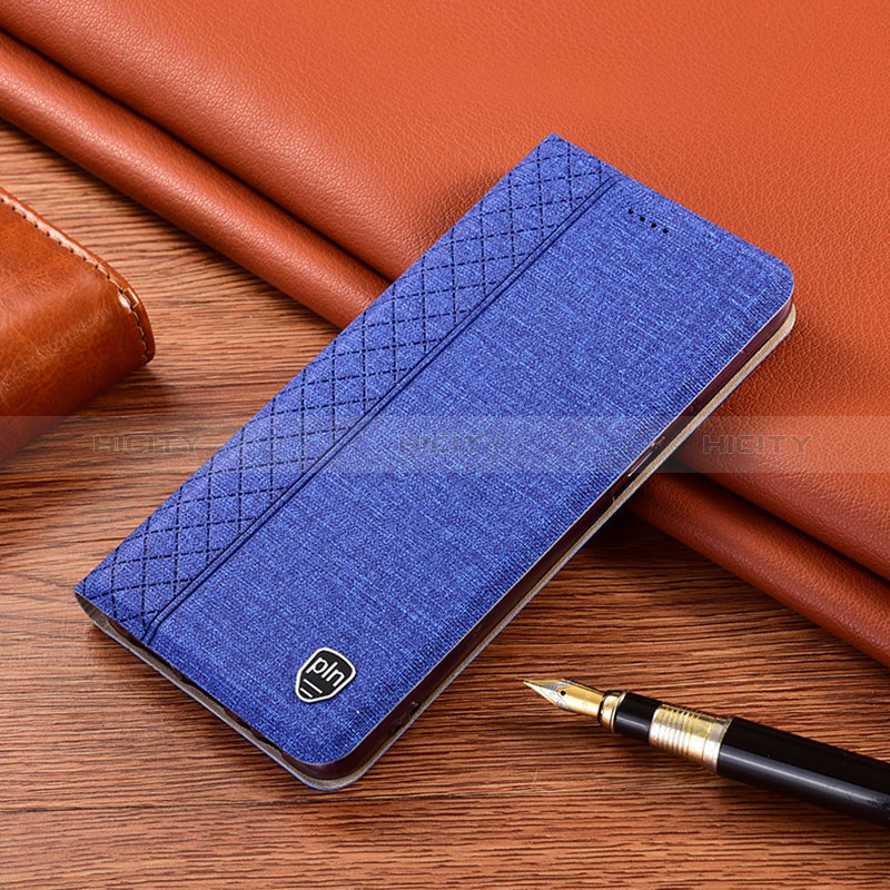 Cloth Case Stands Flip Cover H14P for Samsung Galaxy F62 5G Blue