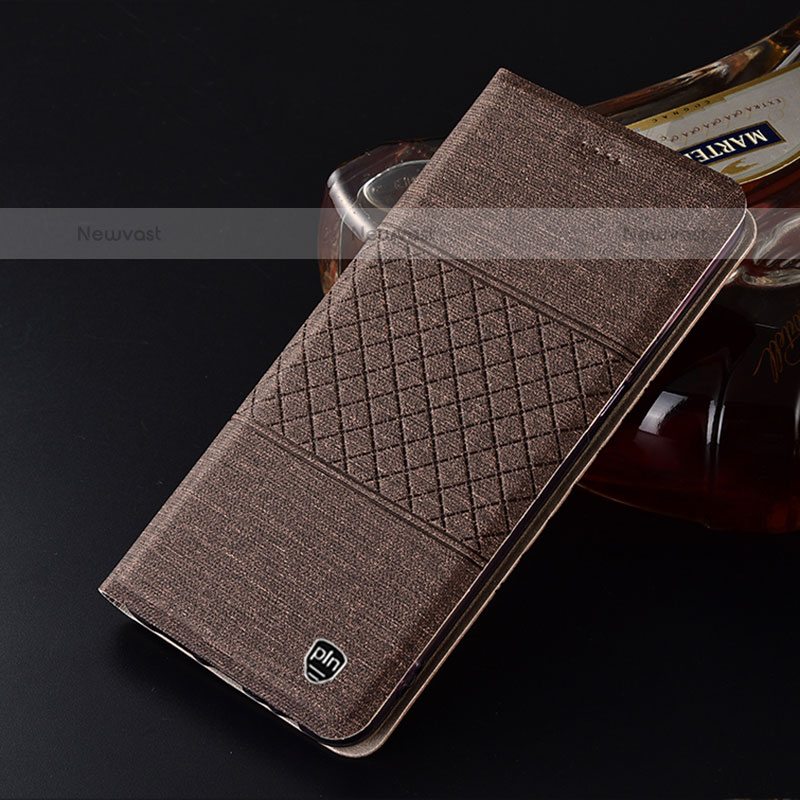 Cloth Case Stands Flip Cover H14P for Samsung Galaxy S20 Brown