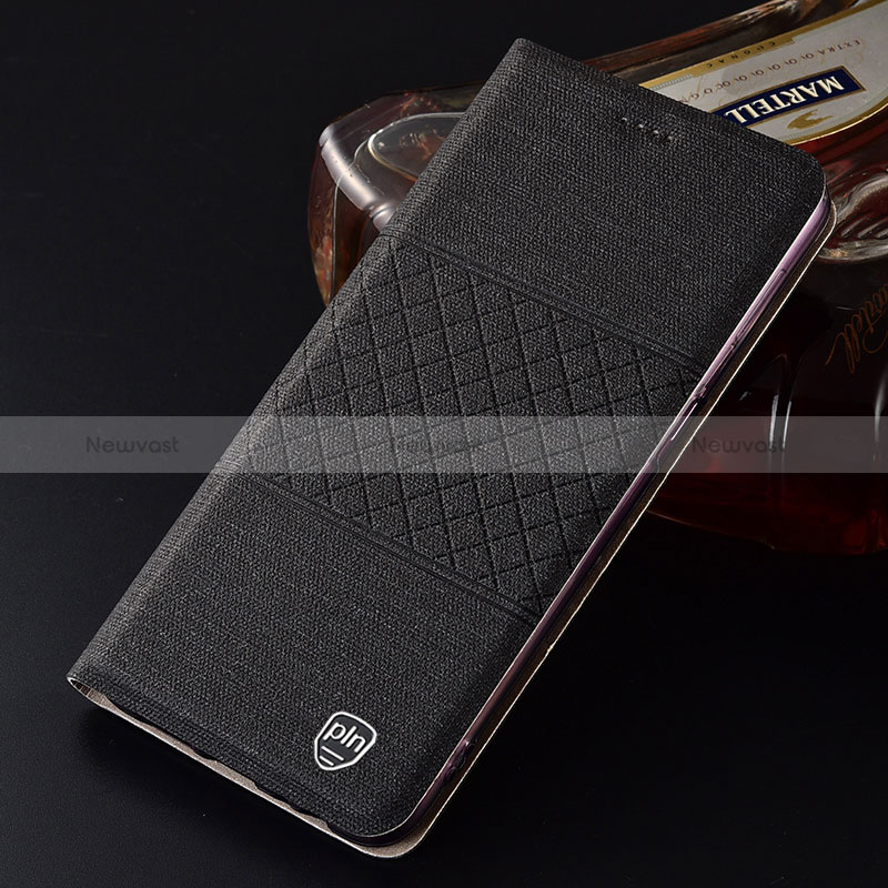 Cloth Case Stands Flip Cover H14P for Samsung Galaxy S24 Plus 5G Black