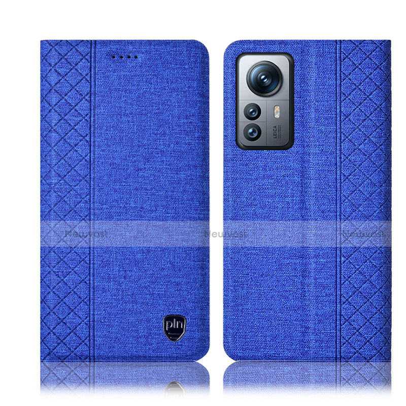 Cloth Case Stands Flip Cover H14P for Xiaomi Mi 12 5G Blue