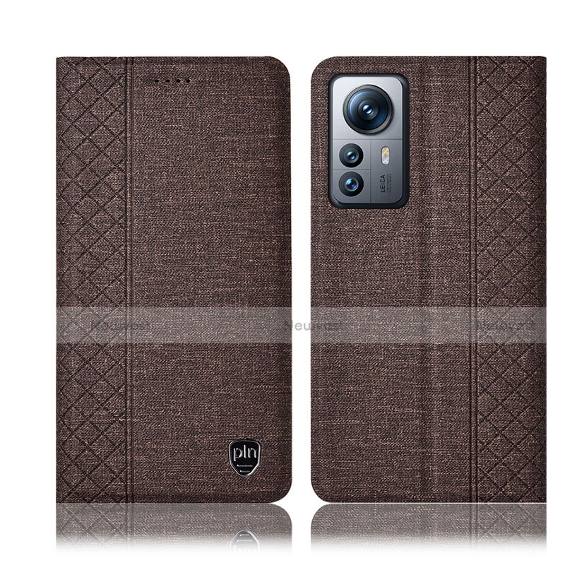 Cloth Case Stands Flip Cover H14P for Xiaomi Mi 12 5G Brown