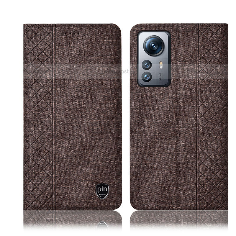 Cloth Case Stands Flip Cover H14P for Xiaomi Mi 12 Pro 5G Brown