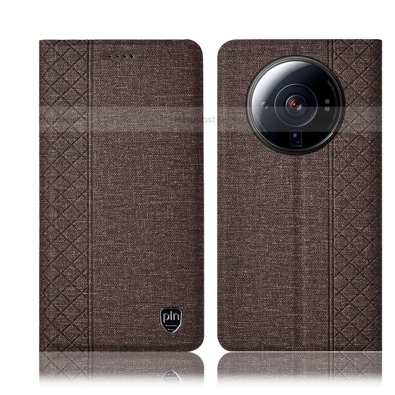 Cloth Case Stands Flip Cover H14P for Xiaomi Mi 12S Ultra 5G Brown