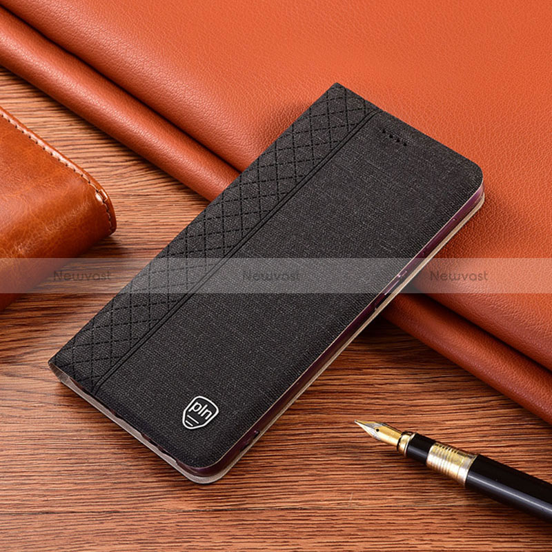 Cloth Case Stands Flip Cover H14P for Xiaomi Poco M5 4G Black
