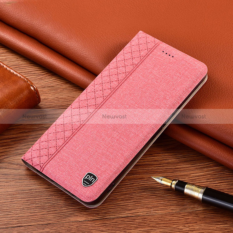 Cloth Case Stands Flip Cover H14P for Xiaomi Redmi 10 (2022) Pink