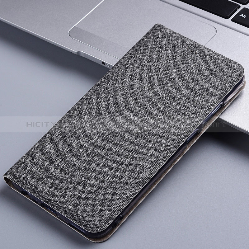 Cloth Case Stands Flip Cover H21P for Samsung Galaxy F62 5G Gray