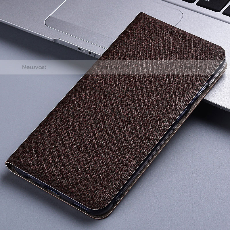 Cloth Case Stands Flip Cover H21P for Samsung Galaxy M52 5G Brown