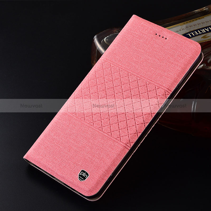 Cloth Case Stands Flip Cover H21P for Vivo V25e Pink