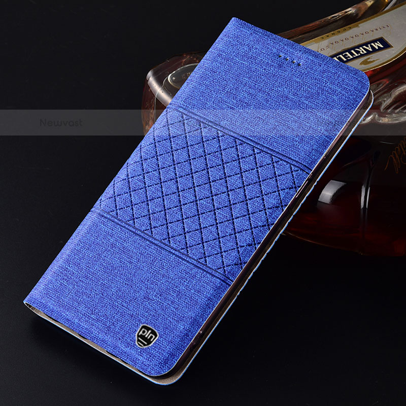 Cloth Case Stands Flip Cover H26P for Vivo iQOO 8 5G Blue