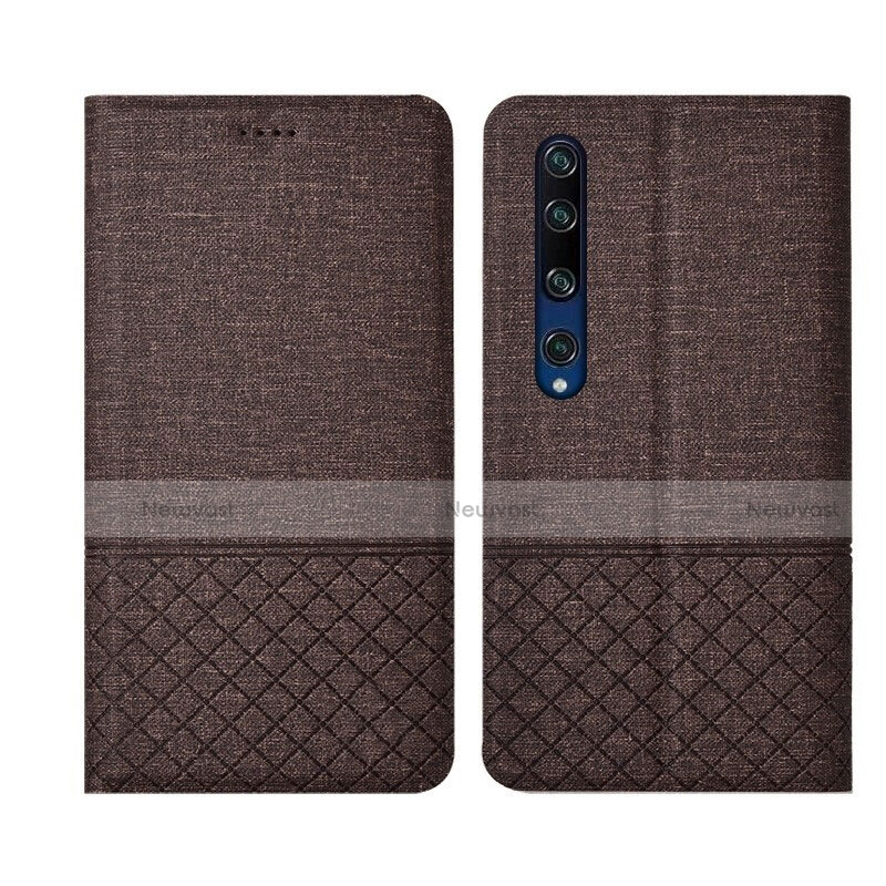 Cloth Case Stands Flip Cover L01 for Xiaomi Mi 10 Brown