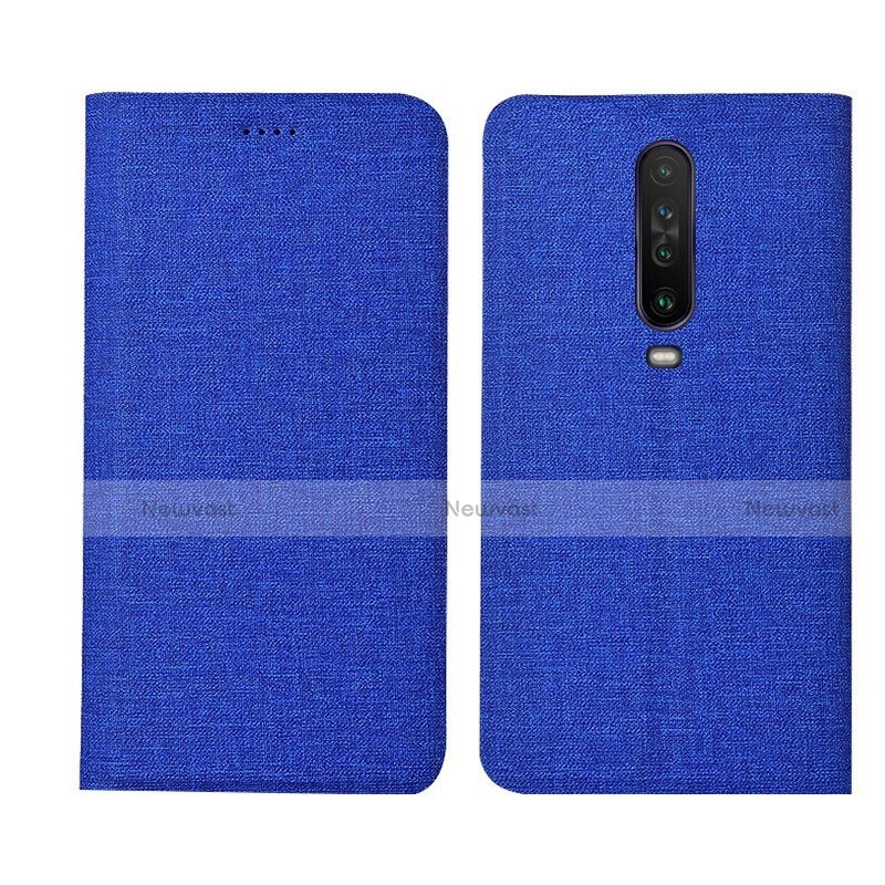 Cloth Case Stands Flip Cover L01 for Xiaomi Redmi K30i 5G Blue