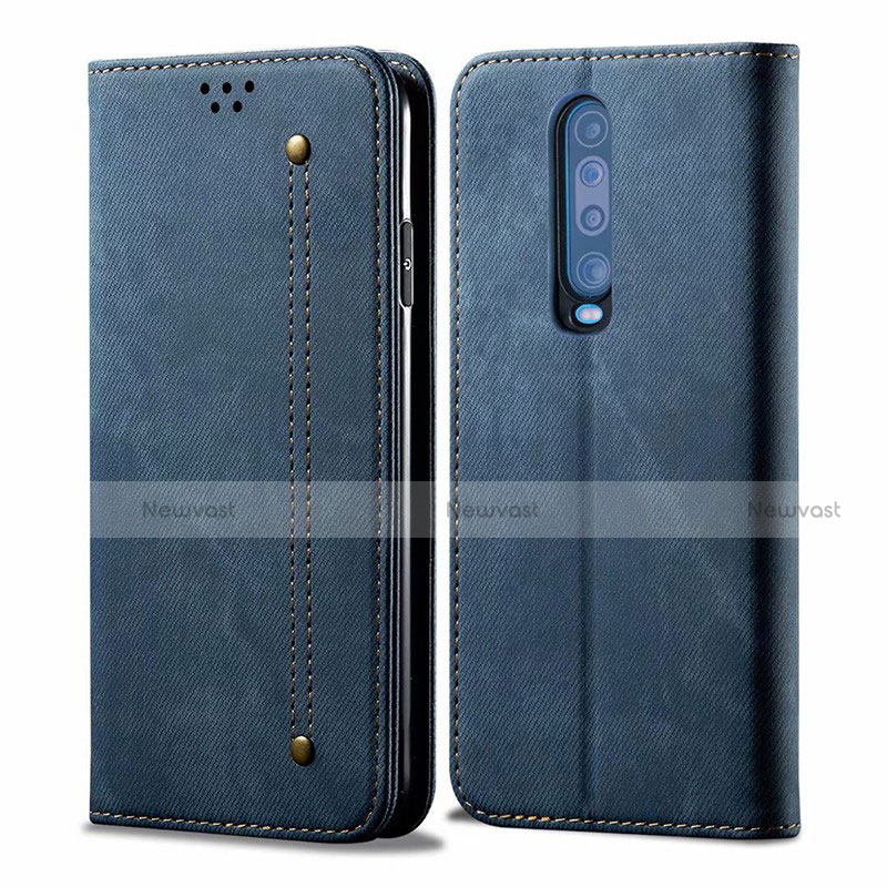 Cloth Case Stands Flip Cover L02 for Xiaomi Poco X2 Blue