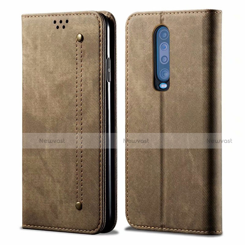 Cloth Case Stands Flip Cover L02 for Xiaomi Redmi K30 4G Gray