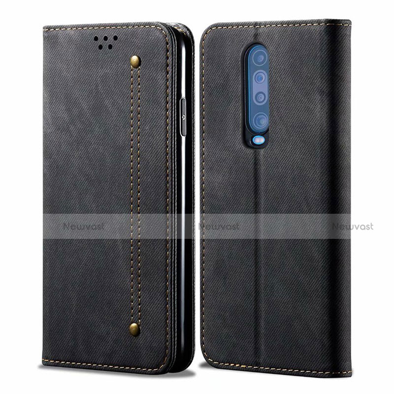 Cloth Case Stands Flip Cover L02 for Xiaomi Redmi K30i 5G Black