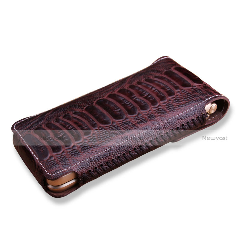 Crocodile Leather Case Flip Cover for Samsung W(2016) Brown