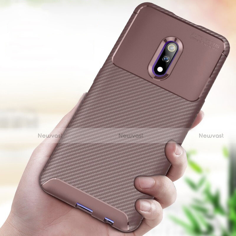 Custodia Silicone Cover Morbida Spigato per Oppo Realme X Marrone