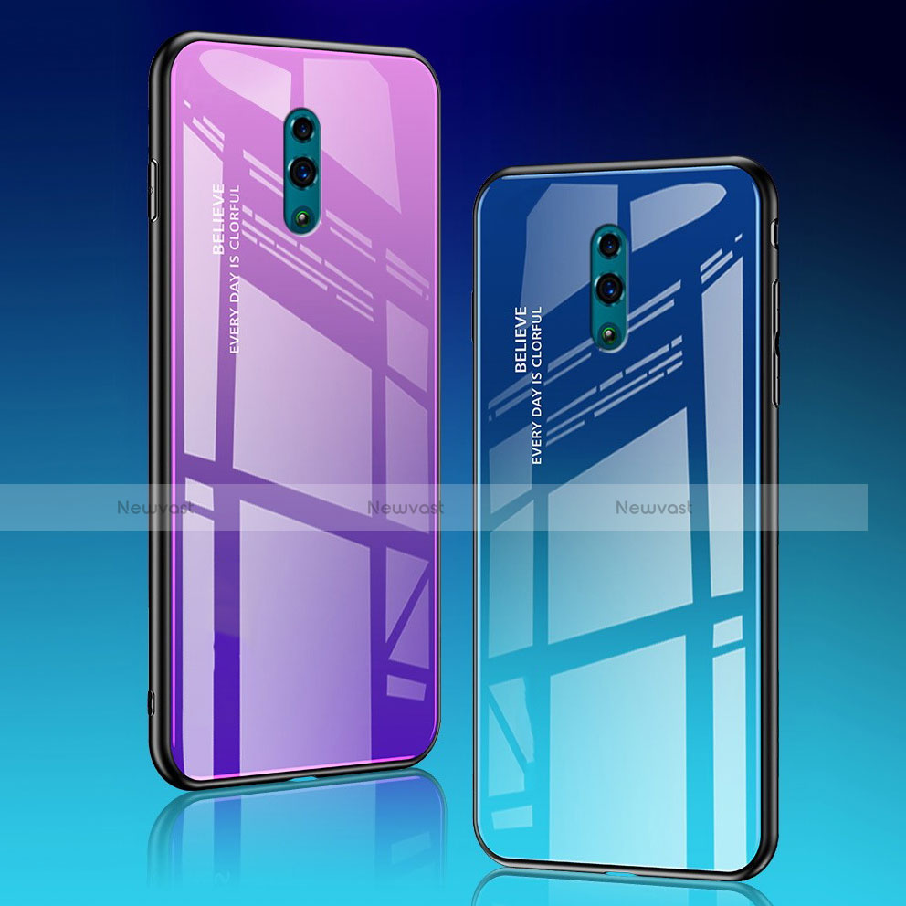 Custodia Silicone Specchio Laterale Sfumato Arcobaleno Cover per Oppo Realme X