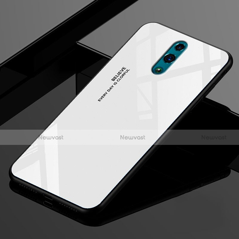 Custodia Silicone Specchio Laterale Sfumato Arcobaleno Cover per Oppo Realme X Bianco