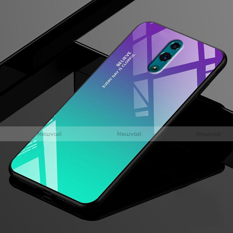 Custodia Silicone Specchio Laterale Sfumato Arcobaleno Cover per Oppo Realme X Multicolore