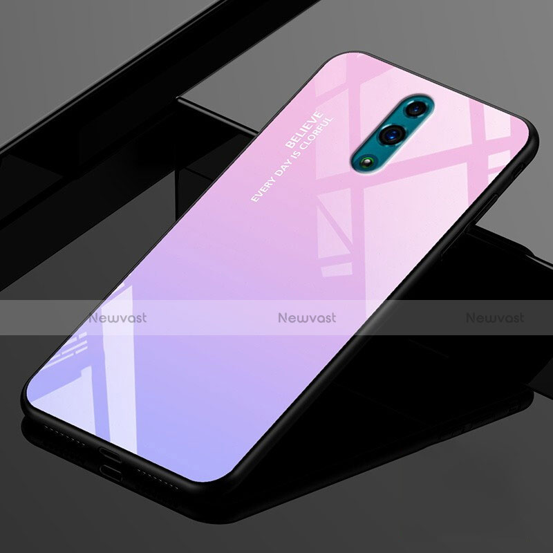 Custodia Silicone Specchio Laterale Sfumato Arcobaleno Cover per Oppo Realme X Rosa