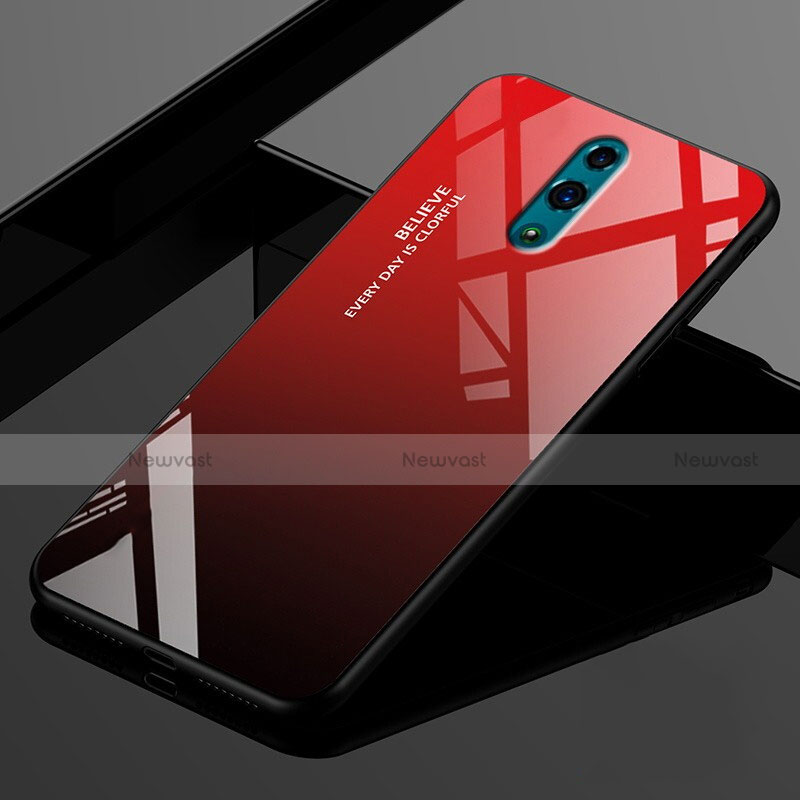 Custodia Silicone Specchio Laterale Sfumato Arcobaleno Cover per Oppo Realme X Rosso