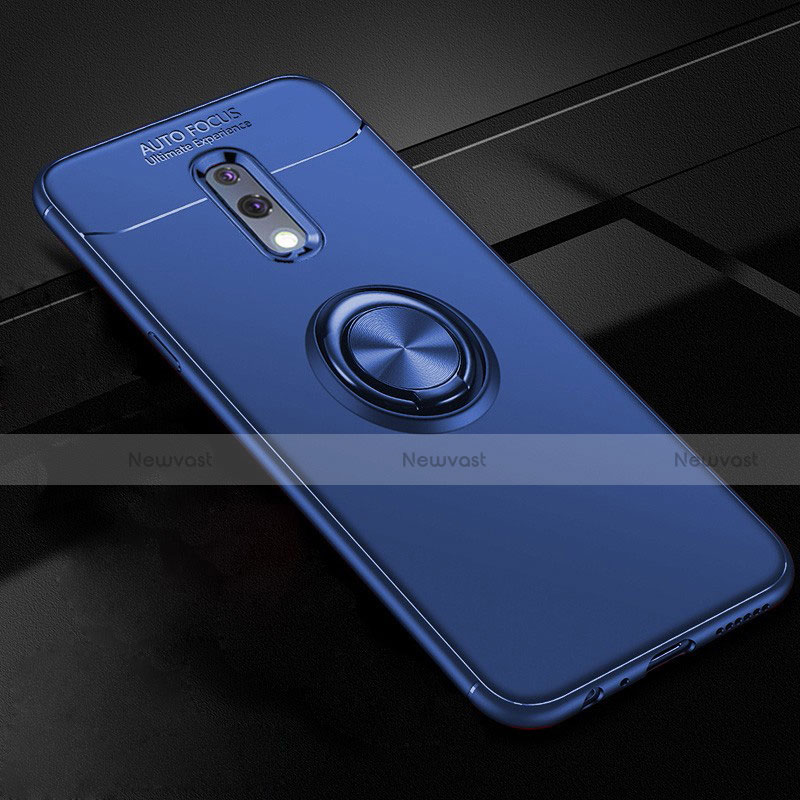 Custodia Silicone Ultra Sottile Morbida Cover con Magnetico Anello Supporto per Oppo Realme X Blu