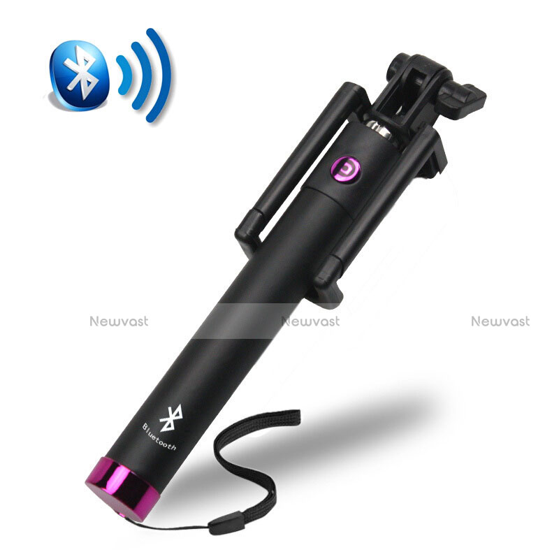 Extendable Folding Handheld Selfie Stick Tripod Bluetooth Remote Shutter Universal S14 Purple