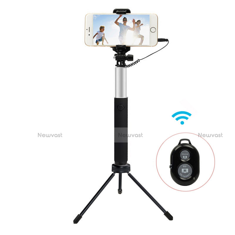 Extendable Folding Handheld Selfie Stick Tripod Bluetooth Remote Shutter Universal S15 Black