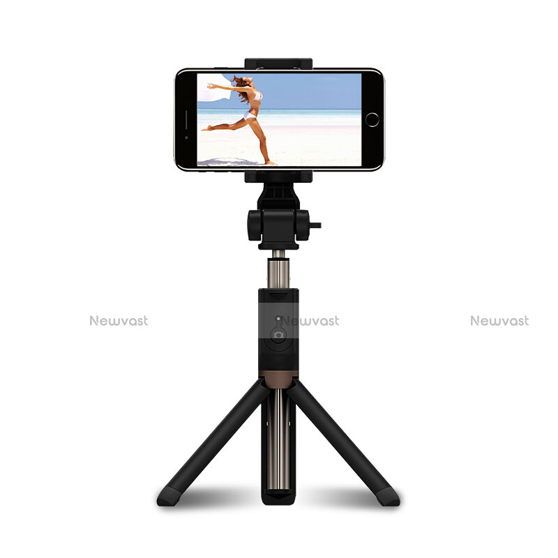 Extendable Folding Handheld Selfie Stick Tripod Bluetooth Remote Shutter Universal S23 Black