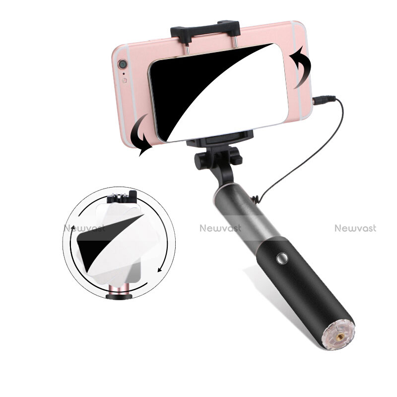 Extendable Folding Wired Handheld Selfie Stick Universal S11 Gray