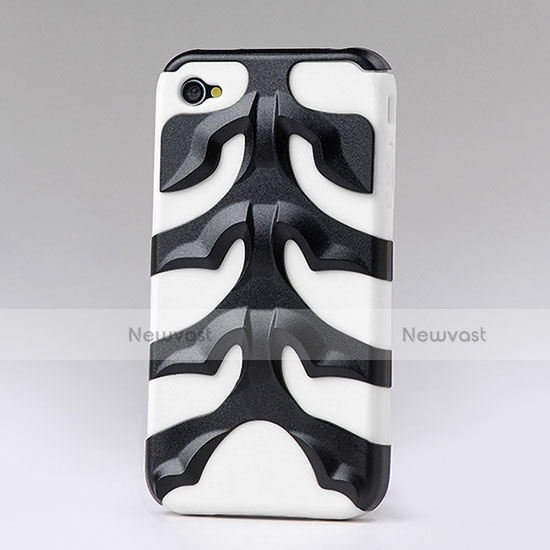 Fish Bone Silicone Case Cover for Apple iPhone 4 Black