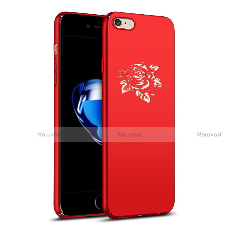 Hard Rigid Plastic Case Flowers Cover for Apple iPhone 6 Red