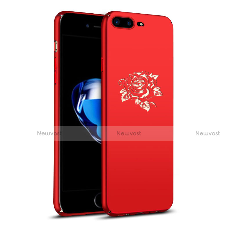 Hard Rigid Plastic Case Flowers Cover for Apple iPhone 8 Plus Red