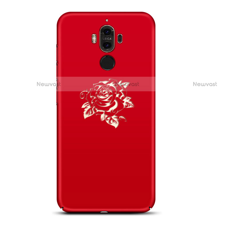 Hard Rigid Plastic Case Flowers Cover for Huawei Mate 9 Red