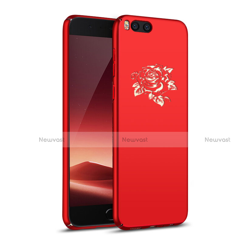 Hard Rigid Plastic Case Flowers Cover for Xiaomi Mi 6 Red