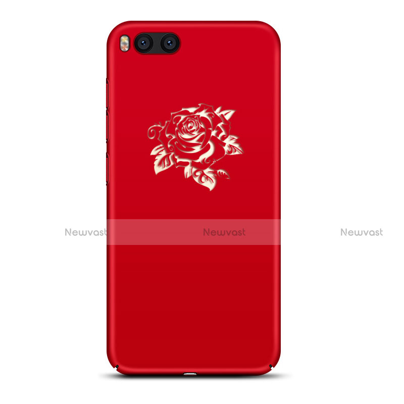 Hard Rigid Plastic Case Flowers Cover for Xiaomi Mi 6 Red